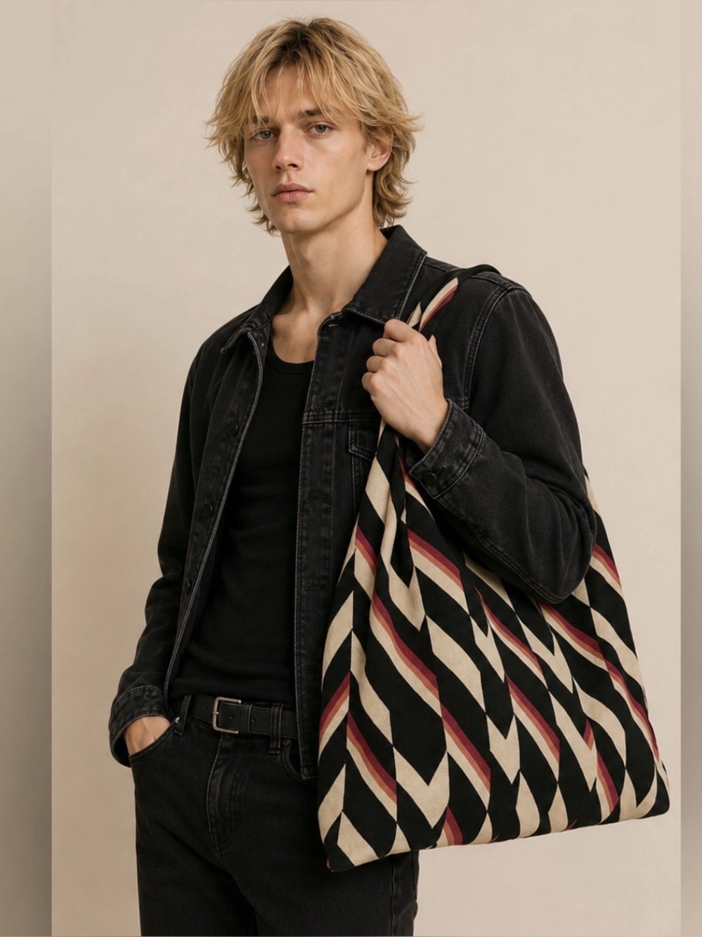 ZARA LARGE GEOMETRIC JACQUARD BAG, never used. Perfect, like new R. $69